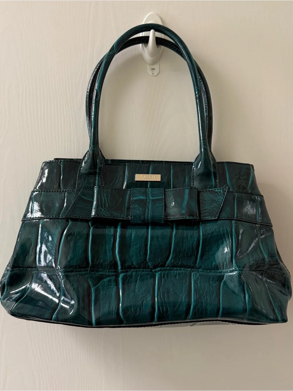 Kate Spade Teal Croc Embossed Knightsbridge Elena Satchel